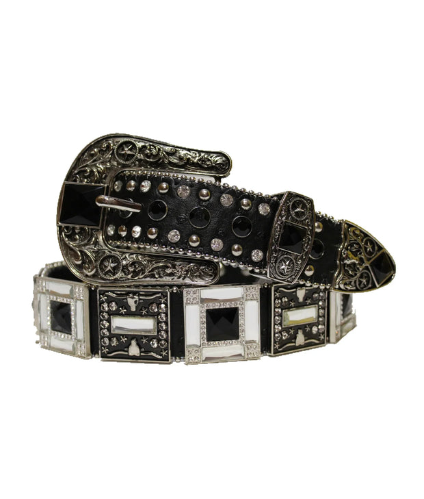 Cowboy Western Rhinestone Belt Black