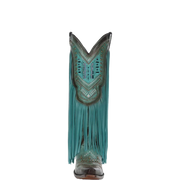 Corral Ladies Crystals & Lamb Fringe Turquoise Western Boots C4077