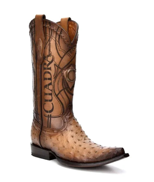 Cuadra Mens Genuine Ostrich Boots Flame Orix