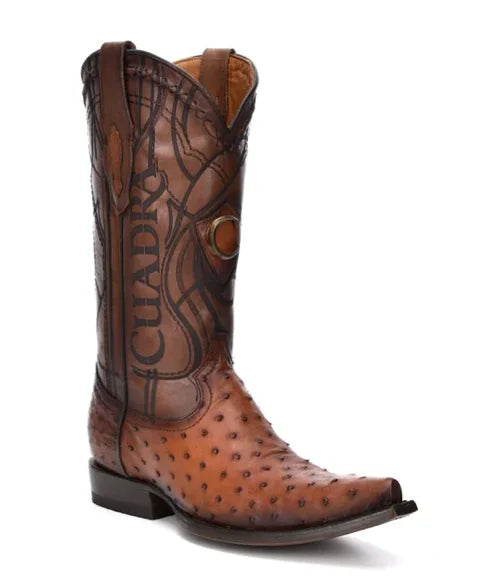 Cuadra Mens Genuine Ostrich Boots Moroni Castano