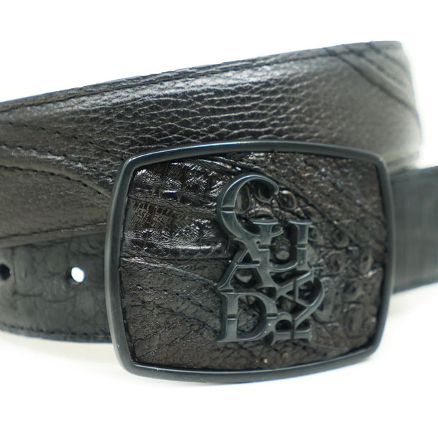 Cuadra Mens Black Cayman Leather Belt - BC281