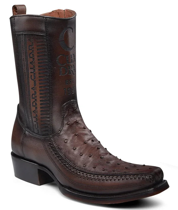 Cuadra Mens Ostrich Flame Chocolate Leather Boots