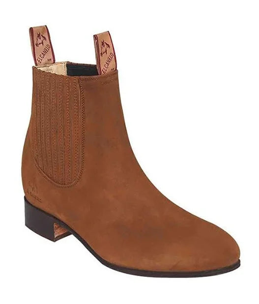 El Canelo Mens Botin Charro Suede Topo