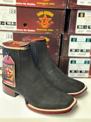 82BM LOS ALTOS BOOTS NOBUCK BLACK WIDE SQUARE TOE ANKLE BOTIN