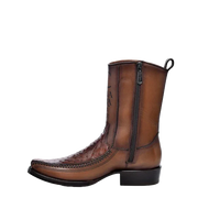 Cuadra Men's Ostrich Leather Moroni Chestnut Brown Western Boot CU804