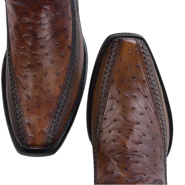 Cuadra Men's Ostrich Leather Moroni Chestnut Brown Western Boot CU804