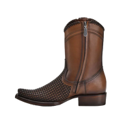 Cuadra Men's Denver Brown Laser & Woven Narrow Square Toe Boots CU817