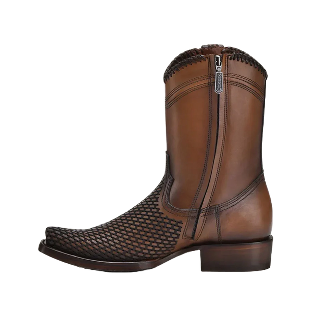 Cuadra Men's Denver Brown Laser & Woven Narrow Square Toe Boots CU817