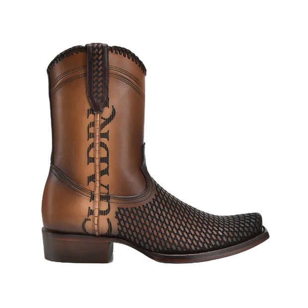 Cuadra Men's Denver Brown Laser & Woven Narrow Square Toe Boots CU817