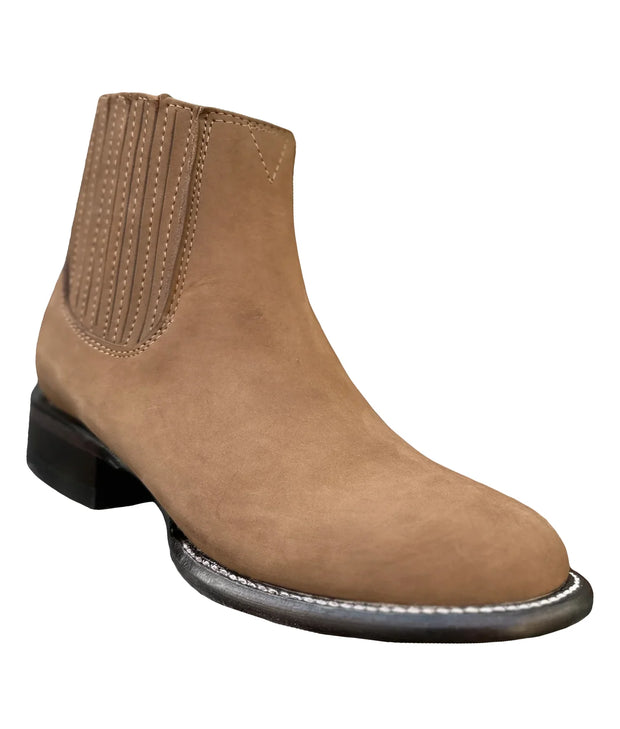 Los Altos Boots Nobuck Chedron Oval Toe Botin Charro