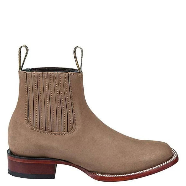 Los Altos Boots Nobuck Taupe Wide Square Toe Ankle Boot Botin – The ...
