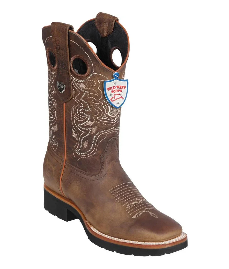 Wild West Boots Mans Rage Leather Boots Ranch Square Toe Eve