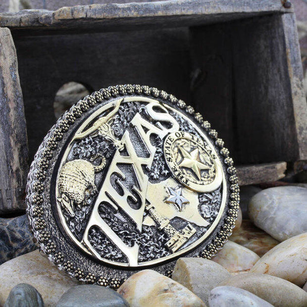 Two-Tone Texas State Heritage Attitude Buckle