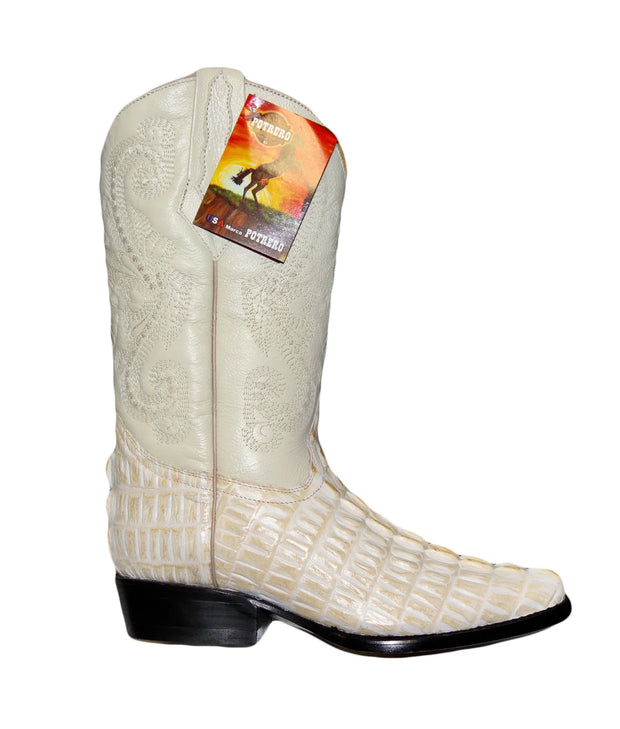 Potrero Boots Crocodile Print Bone