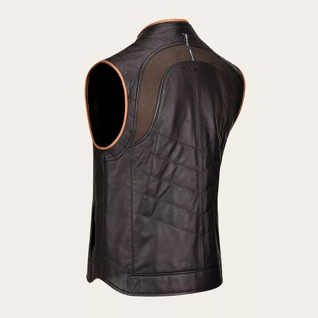CUADRA Men's Black Lamb Leather Casual Vest