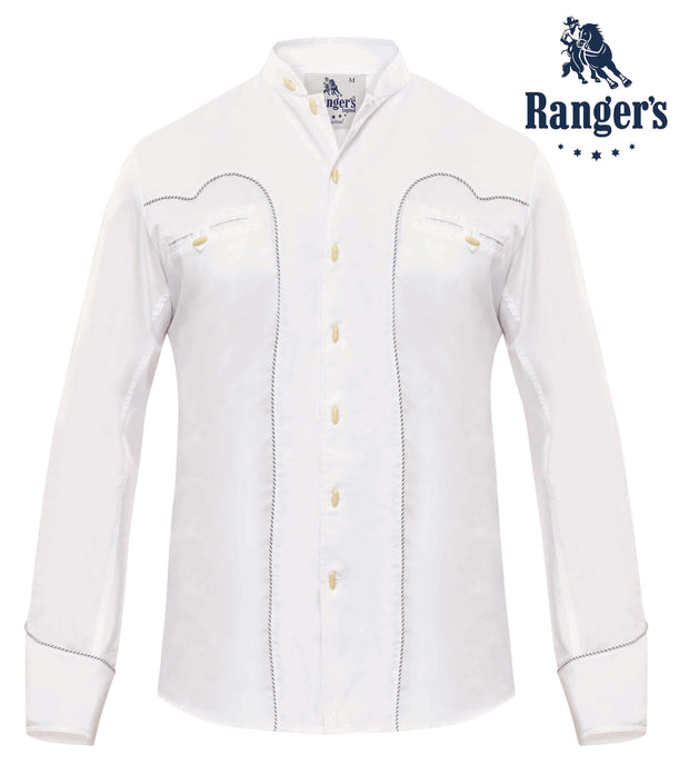 Camisa Blanca Charra Ranger's para hombre recamado color Azul