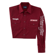 Wrangler® Men's PBR® Logo Red Long Sleeve Snap Shirt 112318486