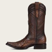 Cuadra Mens dark brown cowboy ostrich leather boots 1B2FA1