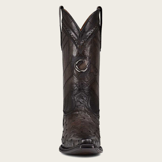 Cuadra Mens grey dress cowboy ostrich leather boots 1B2FA1