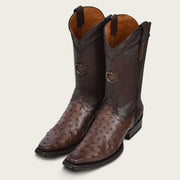 Cuadra Mens dark brown cowboy ostrich leather boots 1B2FA1