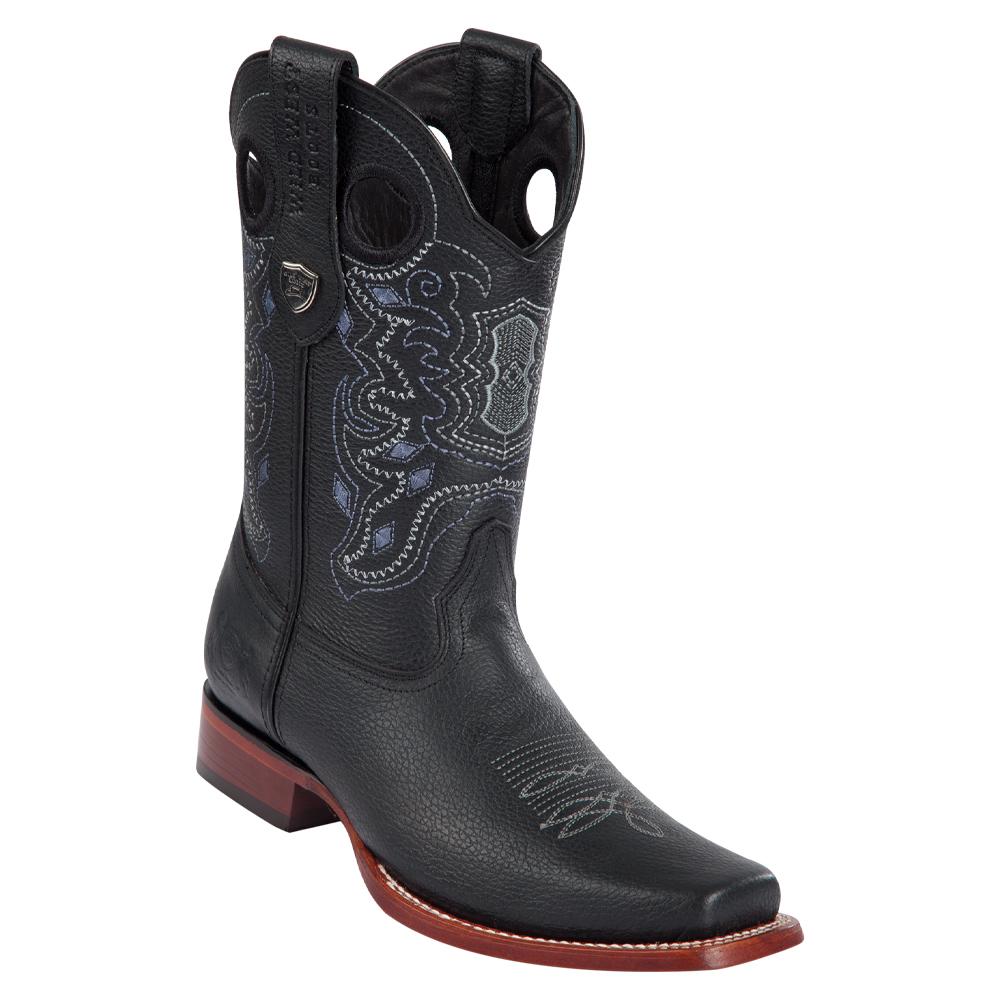 Wild West Boots Hombre Black Leather Square Toe Boots 818 – The
