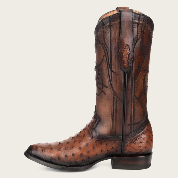 Cuadra Mens chestnut brown dress cowboy ostrich leather boots 2C1NA1