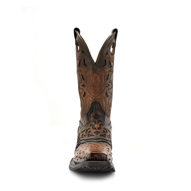 2I03A1 Cuadra Mens Boots With Genuine Ostrich Leather Flame Honey