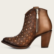 Cuadra Womens Handwoven brown leather bootie with Austrian crystals 3F65RS