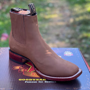 Los Altos Boots Nobuck Chedron Wide Square Toe Ankle Boot Botin 82B6350