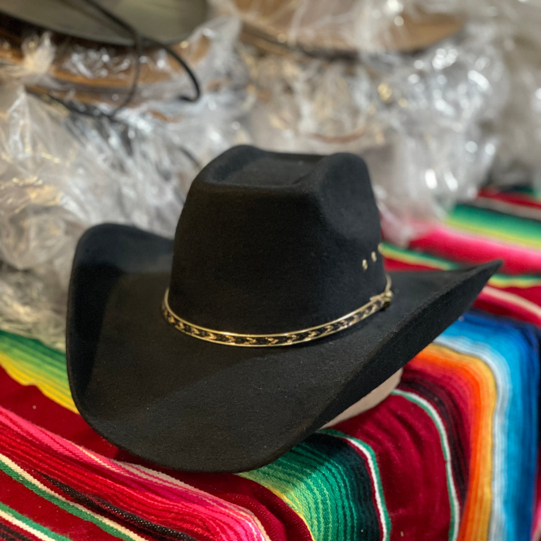 Chapeau Cowboy Western Express Noir, Taille 7 1/8 (57), Bandeau, Très Bon état