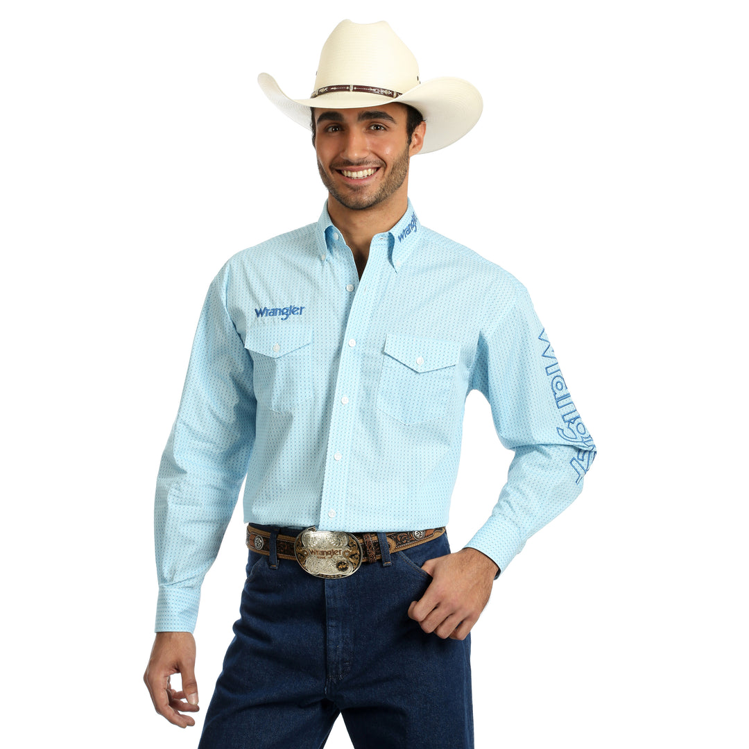 Wrangler® Logo Long Sleeve Shirt - Light Blue – The Little Ranch