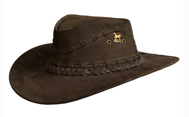 Brunello’s Leather Hat in Coffee Brown
