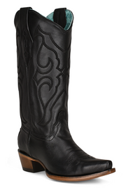 Corral Women's Matching Stitch Pattern & Inlay Western Boots - Snip Toe BLACK