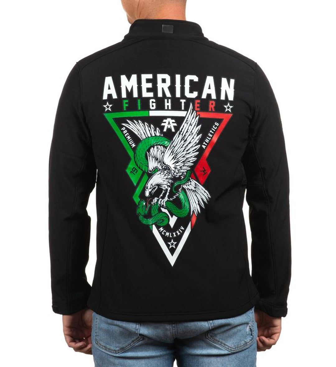 ⭐︎d AmeriGENTLEFAKELEATHERJACKET American Fighter Mens Diego Mexico Eagle Softshell Mock Zip Up