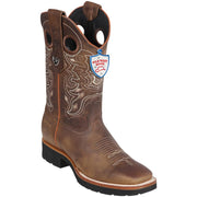 Men's Wild West Rage Leather Boots Ranch Square Toe EVE Sole Handcrafted Walnut 823